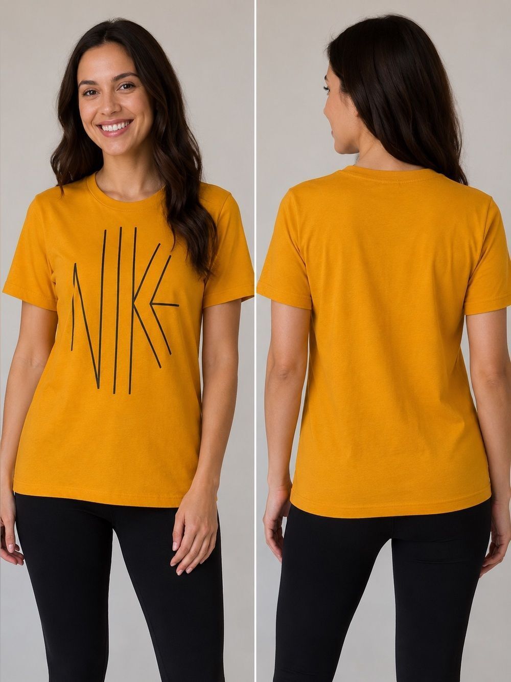 Nike Women’s Cotton Athletic Cut T-shirt Logo Yellow Size XL See Description